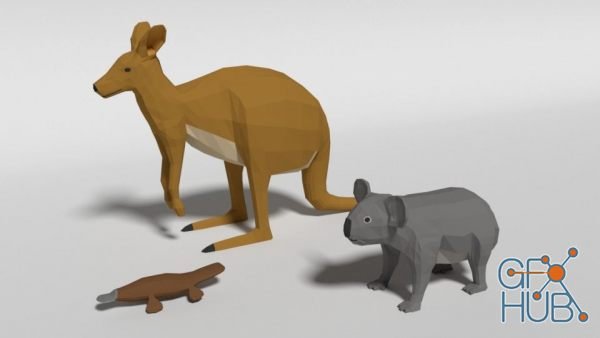 CGTrader – Low Poly Cartoon Australian Animals Pack 3D Model Collection
