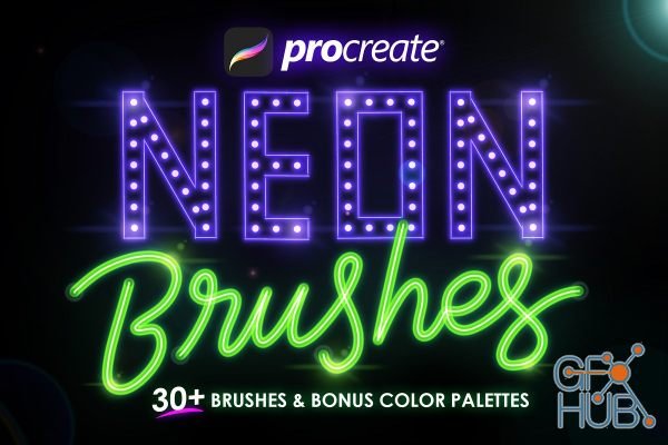 Creativemarket - 30+ Procreate Neon Brushes 4613024