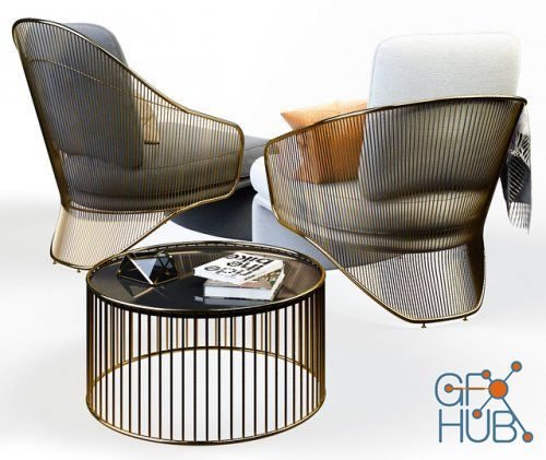 D Model Minotti Colette Armchairs Gfx Hub