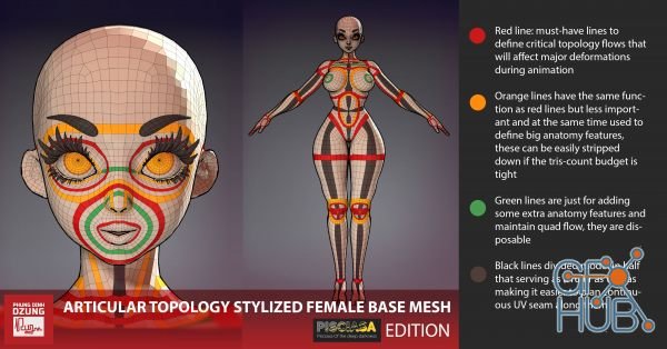 ArtStation Marketplace – Stylized Female Base Mesh – Pisciasa Edition