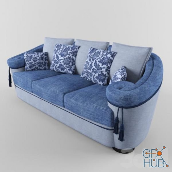 Blue sofa with tassels