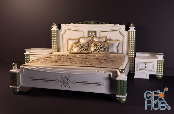 Classic bed with pillars
