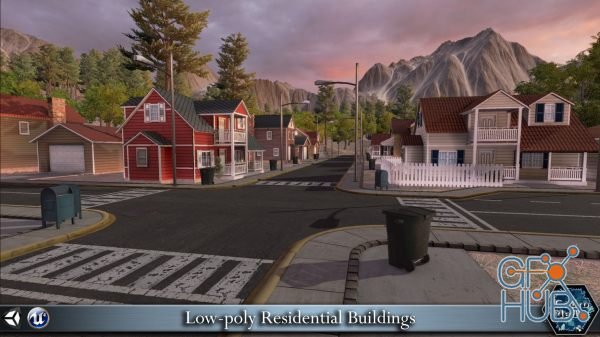 CGTrader – Residential Houses Low-poly 3D model (Unity Asset)