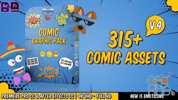 Videohive – Comic Titles – Speech Bubbles – Emoji – Stickers – Flash FX Graphic Pack