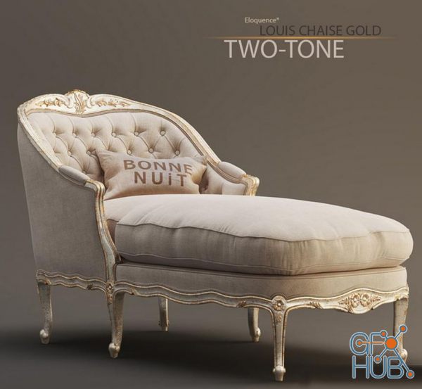 Eloquence Louis Chaise in GoldTaupe Two-Tone