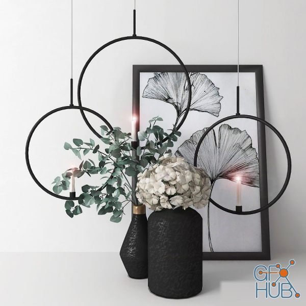 Decorative Set With Eucalyptus And Hydrangea