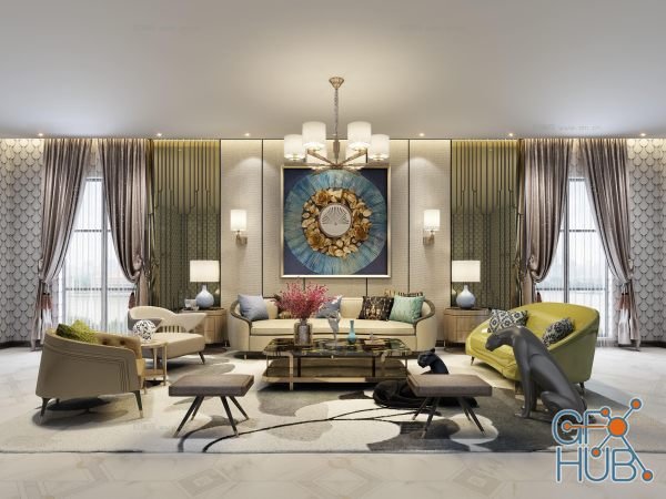 Group of furnishings for the mixed living room 3