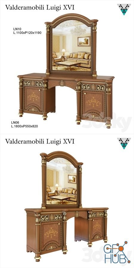 Dressing table and mirror Valderamobili Luigi XVI
