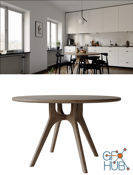 Modern wooden round dining table