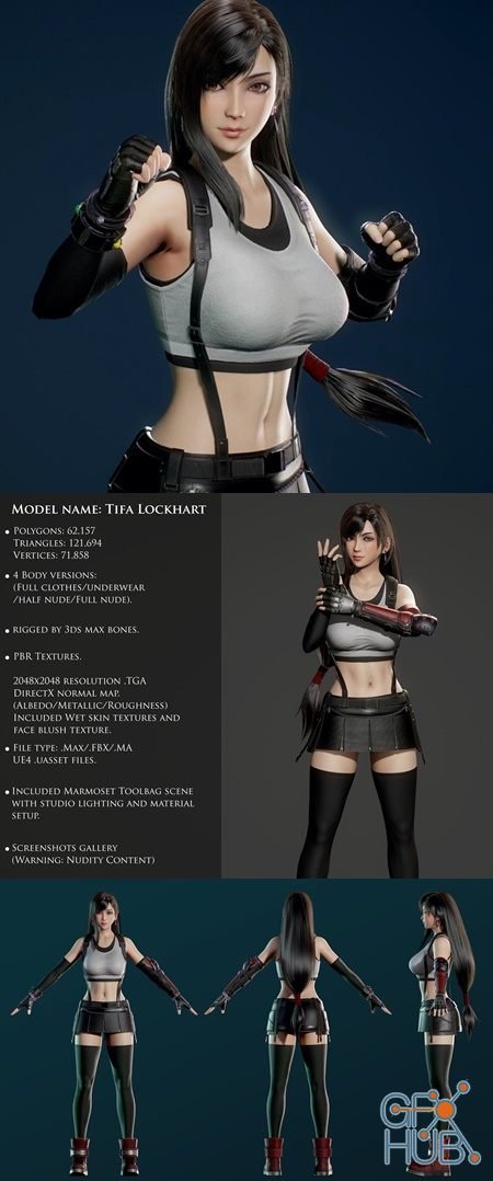 3D Tifa Lockhart Game Ready