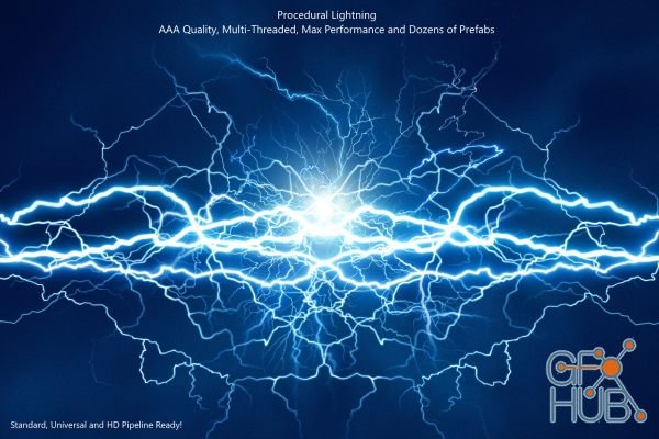 Unity Asset – Lightning – Procedural Lightning – AAA Quality, Performance and Sound. Dozens of Prefabs. 2D + 3D v2.4.4