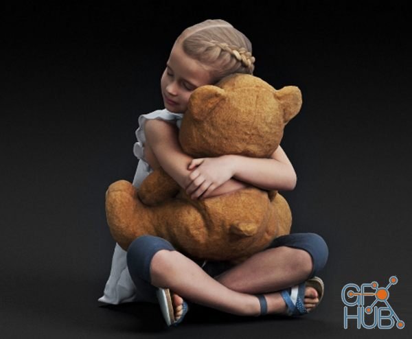 Girl with a teddy bear 3d-scan