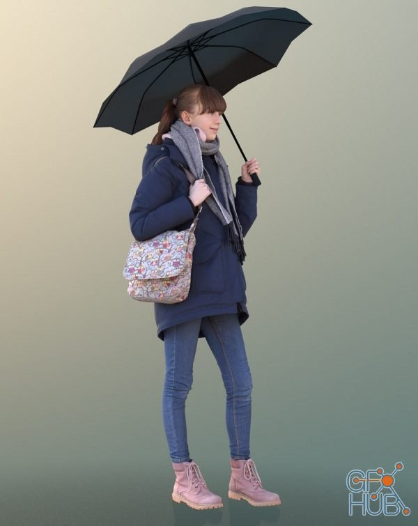 Lisa girl with umbrella (3d-scan)