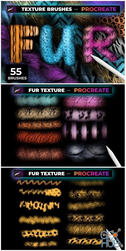 CreativeMarket - FUR TEXTURE Brushes for PROCREATE 5472665