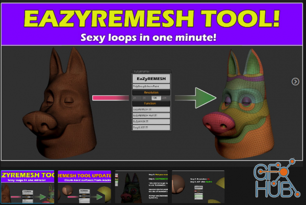 EaZyremesh Tool! A retopology plugin for Zbrush