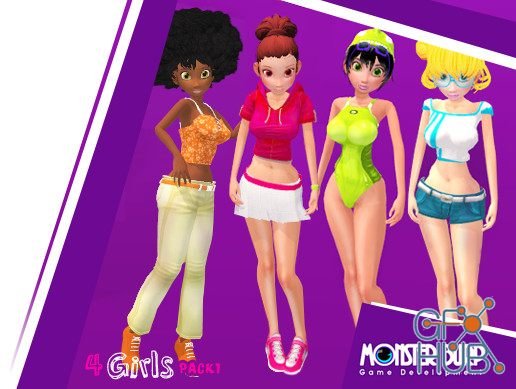 Unity Asset – Four Cartoon Girls Volume 1