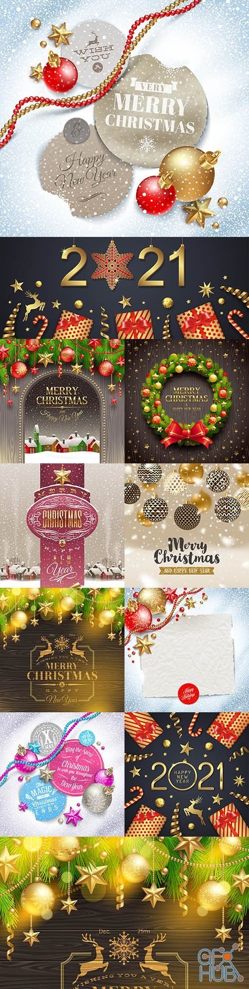 Christmas card decorative congratulations on New Year 2021