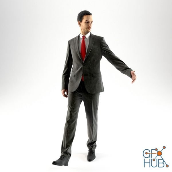 Walking man in suit (3d-scan)