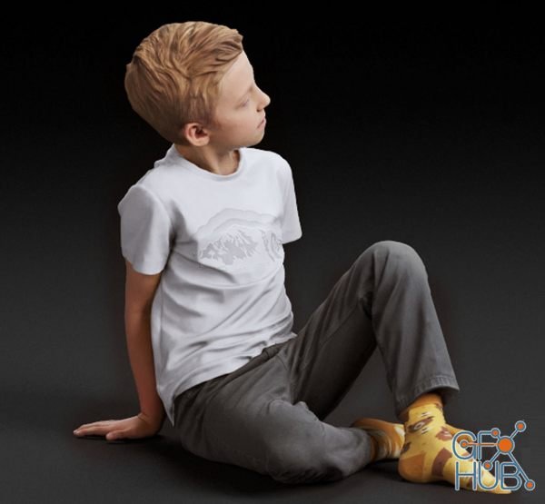 Casual sitting boy (3d-scan)