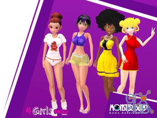 Unity Asset – Four Cartoon Girls Volume 2 v1.1