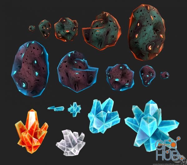 Unity Asset – Asteroid & Crystal Set 1