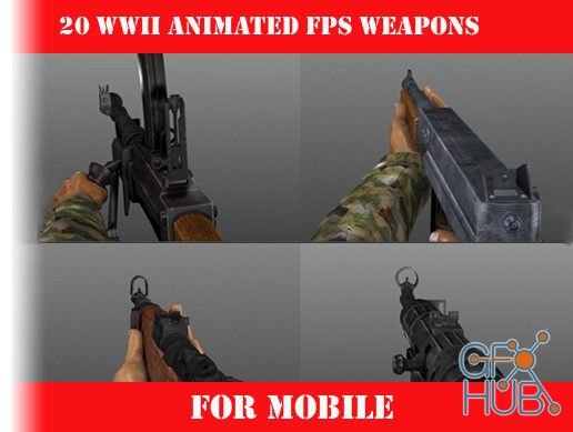 Unity Asset – WW2 Weapons Mobile Pack Pro – 20 animated FPS Weapons!