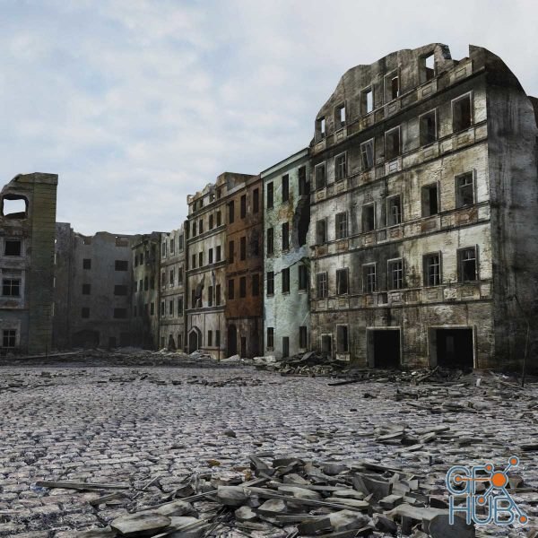 TurboSquid – Ruined City Warsaw WW2 1945 3D-Models