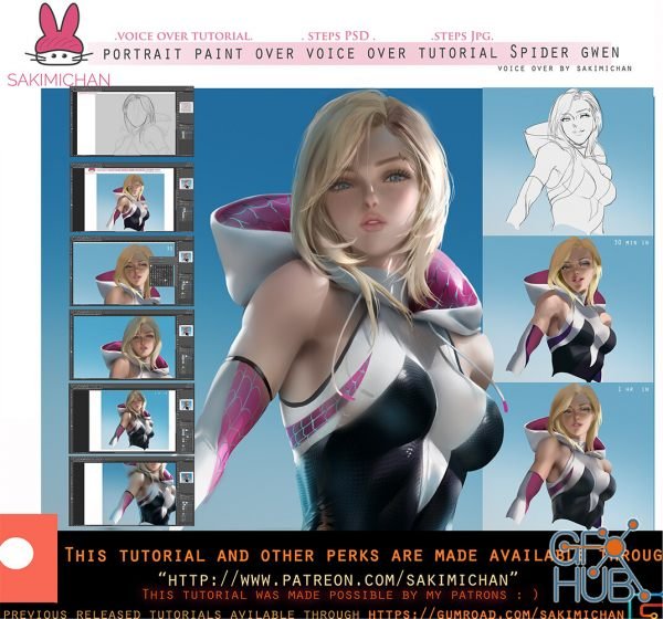 ArtStation – spider Gwen portrait voice over tutorial