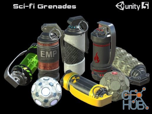 Unity Asset – Sci-Fi Grenades PBR