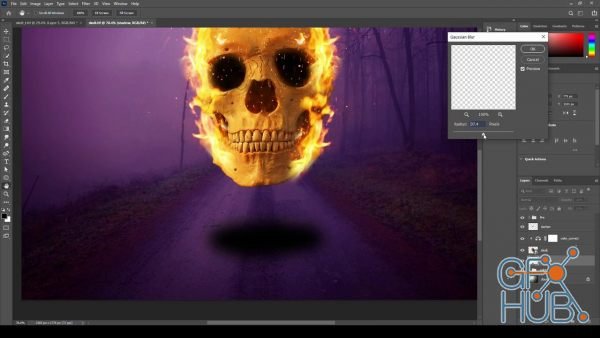 Skillshare – How to create a burning skull Photoshop composite