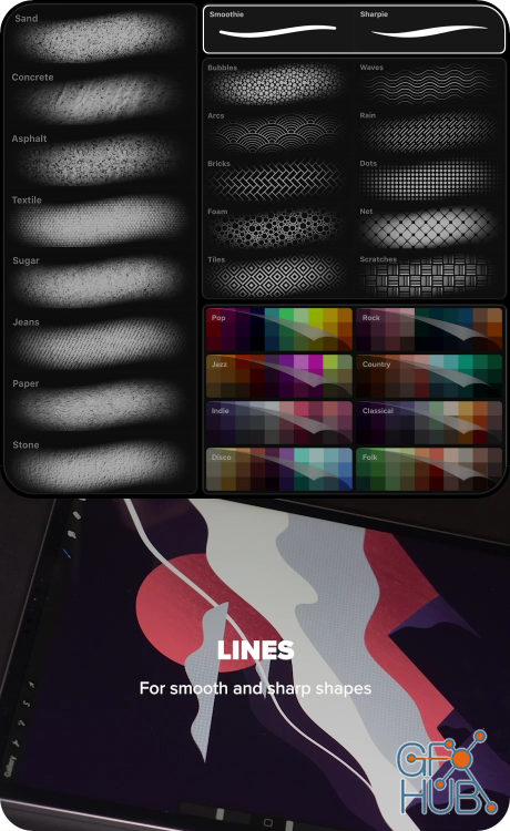 Gal Shir – Texture Brushes / Color Palettes & Pattern Brushes for Procreate