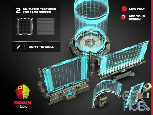 Unity Asset – Sci-fi Holographic Screens / Low Poly