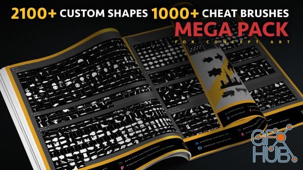 2100 + Custom shapes + 1000+ Cheat brushes Mega pack for Concept art