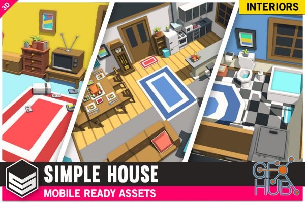 Unity Asset – Simple House Interiors – Cartoon assets