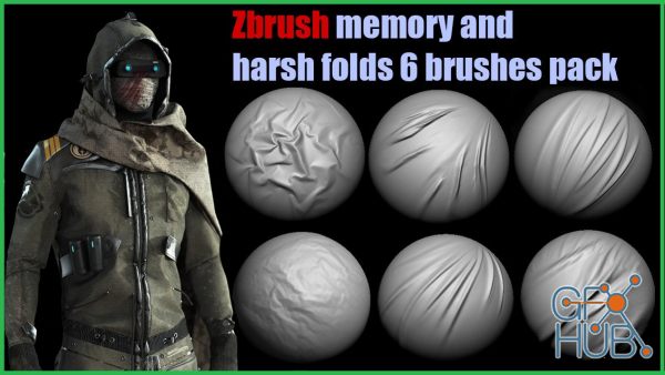 Memory and harsh folds for fabric (6 brush pack for Zbrush)