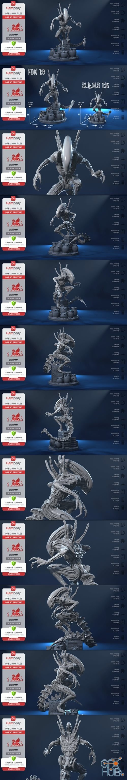 Alien Xenomorph in Diorama – 3D Print