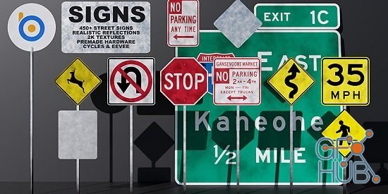 Blender Market - Bs Signs - 450+ Street Signs