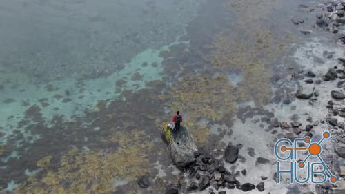 MotionArray – Drone Over Hiker Standing On Rock 1014834