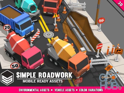 Unity Asset – Simple Roadwork – Cartoon city