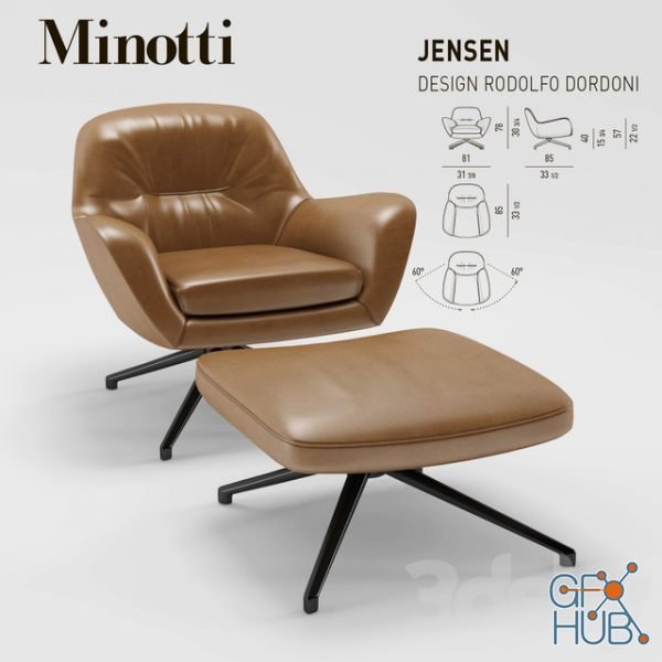 D Model Minotti Jensen Armchair Gfx Hub