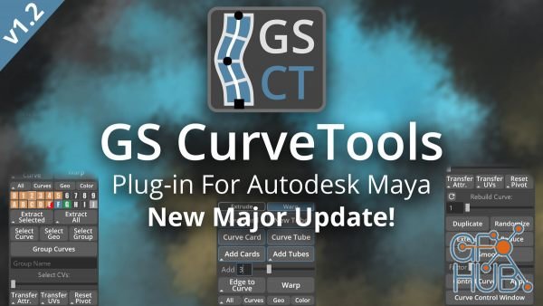 GS CurveTools v1.2 - Maya Plug-in. Curve Controlled Hair Cards, Pipes and more.