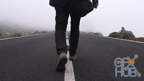 MotionArray – Walking Along Foggy Road 557591