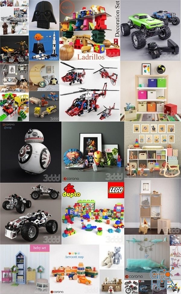 136 3D Childroom Toys and Furniture Collection