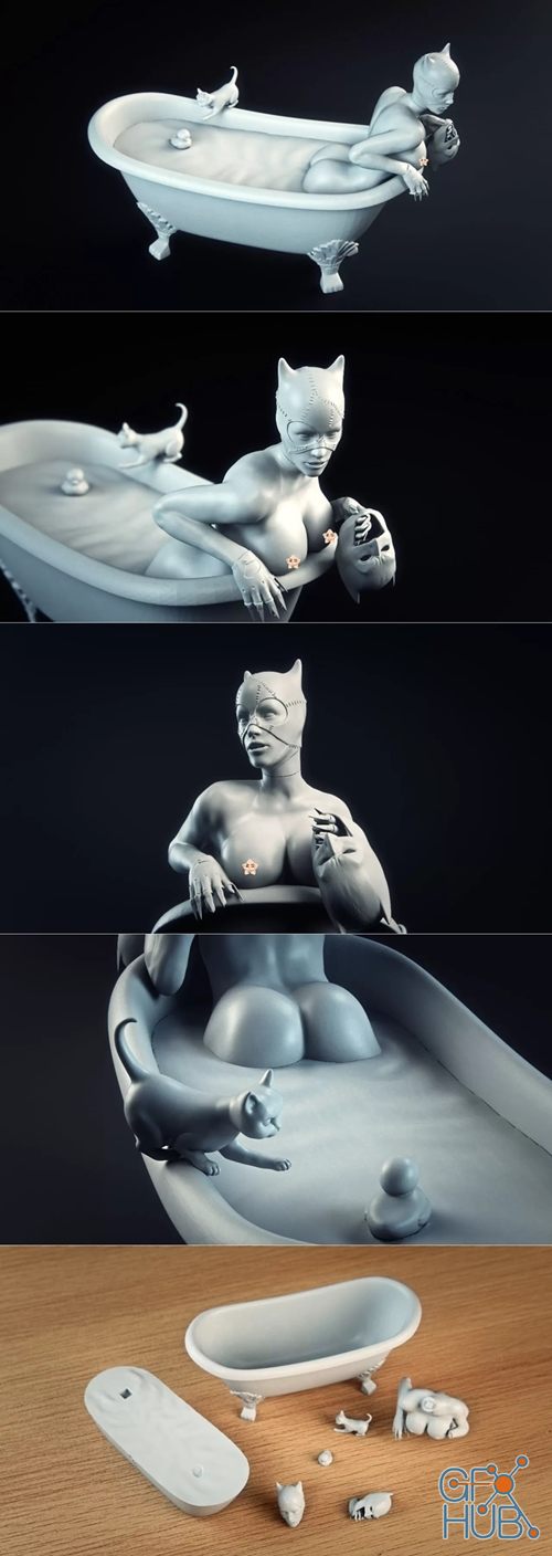 Catwoman in the bathtub – 3D Print