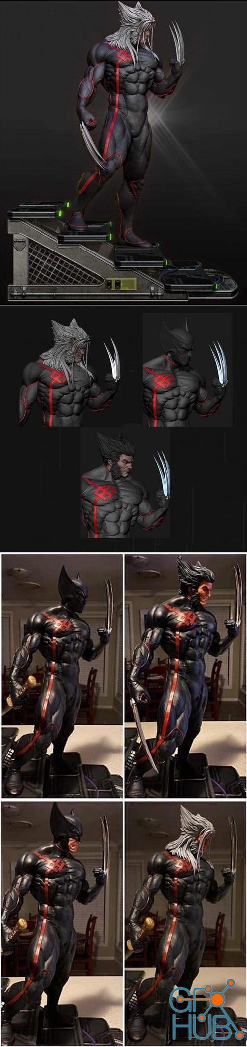 Wolverine Black Statue – 3D Print