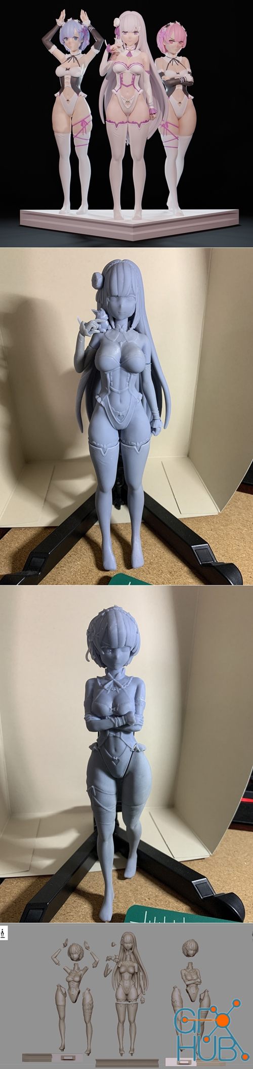 Rem Emilia and Ram - Re zero Rezero – 3D Print