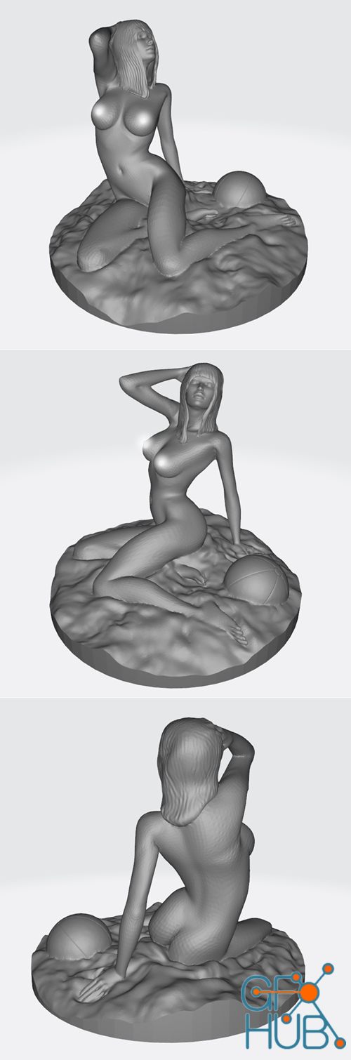 Beach Girl NUDE – 3D Print
