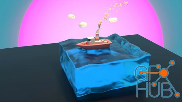 Cinema 4D: Design Animated Boat floating on water Surface