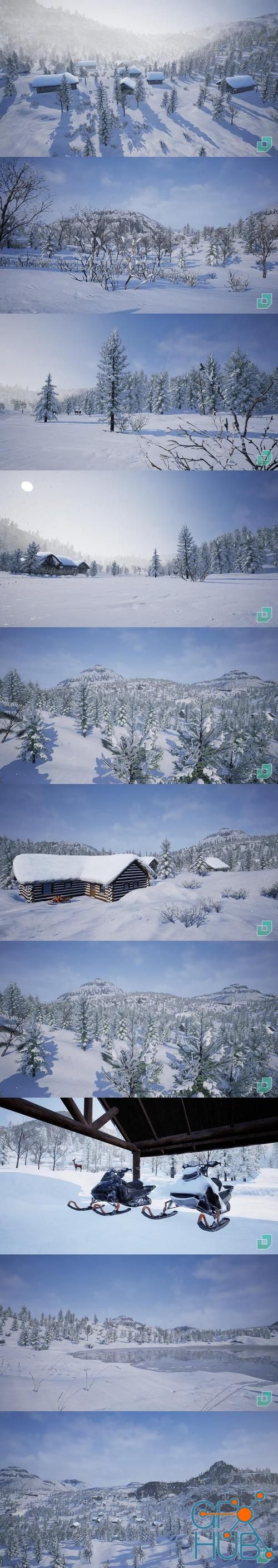 Unreal Engine – Low Poly Snow Forest
