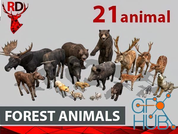 CGtrader – FOREST ANIMALS short version Low-poly 3D models
